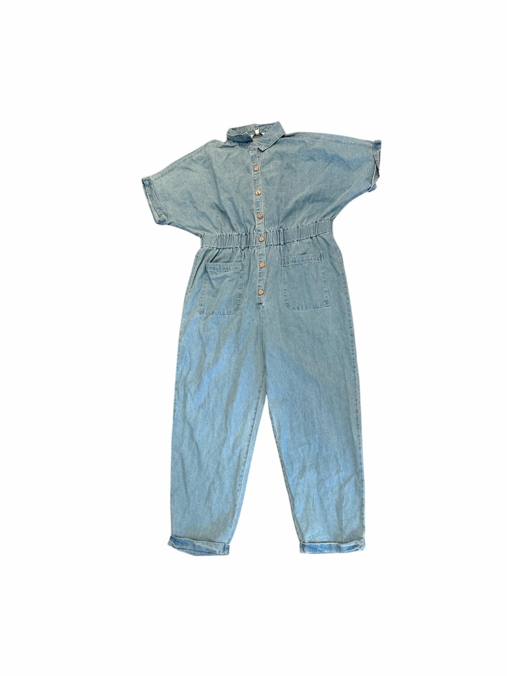 Baltic Born Light Blue Denim Short-Sleeve Jumpsuit